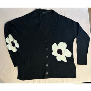 Sanctuary Women's Size medium Black Floral Sweater cardigan preppy business chic